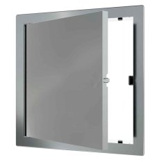 Plastová revizní dvířka 200 x 200 mm s tlačným zámkem - zacvakávací - šedá