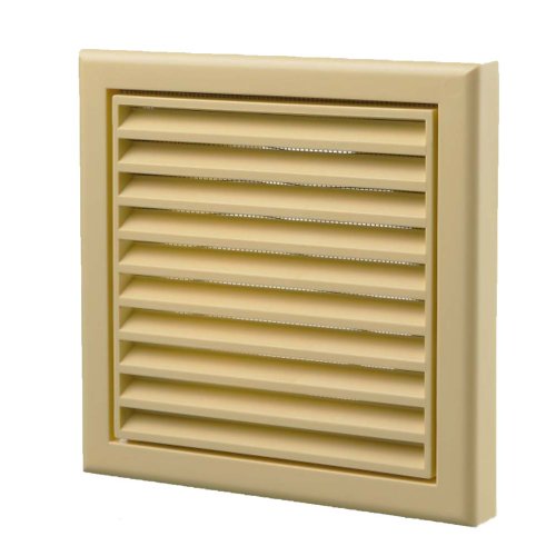 Vetracia mriežka 183x183 mm s golierom d125 mm a sieťkou - béžová