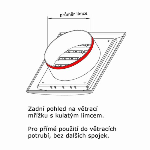 Vetracia mriežka 140x140 mm s golierom d100 mm, regulovateľnou žalúziou a sieťkou, biela