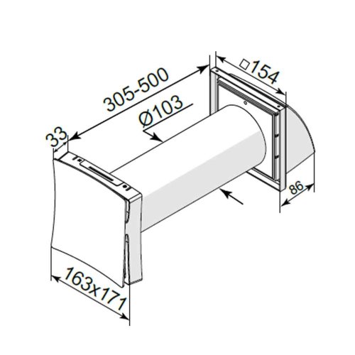 Ventilační sada VENTS PS102 - potrubí d100 + mřížka + hlavice se zavírací klapkou