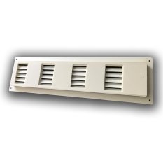 Větrací mřížka dveřní 460x130 s límcem 430x93x15 a ruční žaluzií - bílá - II. jakost