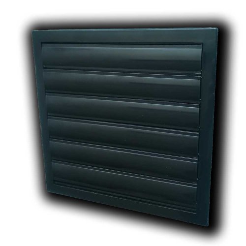 Vetracia mriežka 183x183 mm s golierom d125 mm, manuálnou žalúziou a sieťkou, čierna