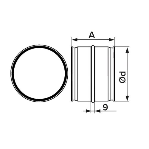 Kovová spojka pozink d125 mm s oblými hranami