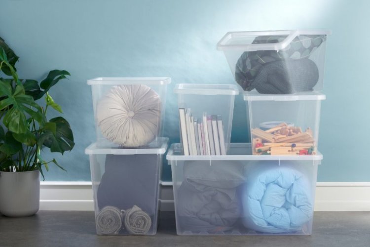 Úložný box Basic Box 15 L s víkem - průhledný