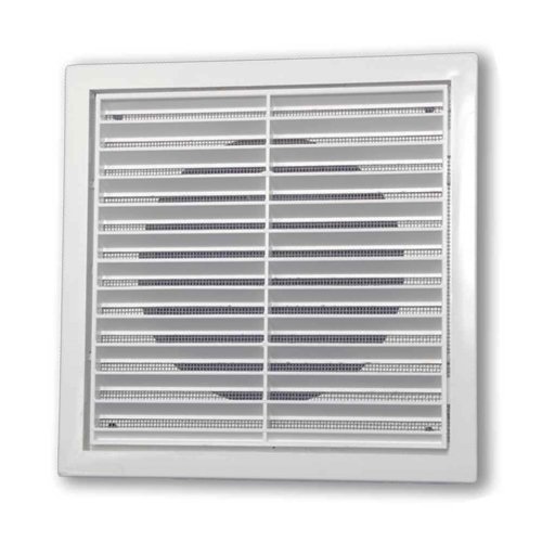 Vetracia mriežka 140x140 mm s golierom d100 mm a sieťkou, biela