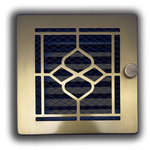 Krbová mriežka s golierom 170 x 170 mm - zlatá antik - s manuálnou žalúziou Krbová mriežka s golierom 170 x 170 mm - zlatá antik - s manuálnou žalúziou