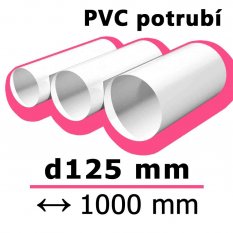 Kulaté ventilační potrubí d125 mm délka 1000 mm