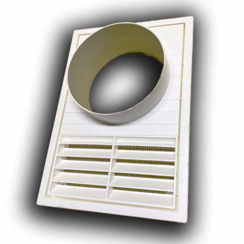 Větrací mřížka 140x200 s límcem d100 mm průchodka - bílá-KOPIE