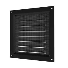 Vetracia kovová plochá mriežka 150x150 mm so sieťkou proti hmyzu - čierna
