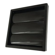 Větrací mřížka 140x140 mm s gravitační žaluzií, límcem d100 mm a síťkou, černá