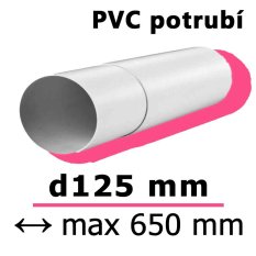 Teleskopické kulaté ventilační potrubí d125 mm, délka max 490 mm