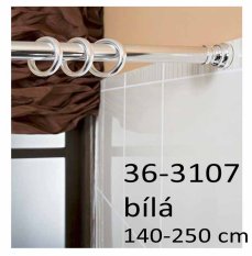 Koupelnová rozpěrná tyč na závěsy 140-250 cm – bílá – 36-3107