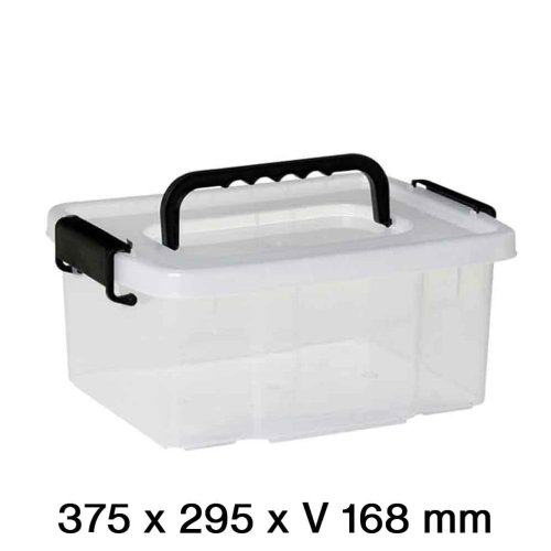 Úložný box UNO BOX 11 L priehľadný s vekom a madlom - 375 x 300 x 170 mm