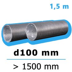 Flexibilní hliníkové potrubí d100 délka 1500 mm FLEXTUBE