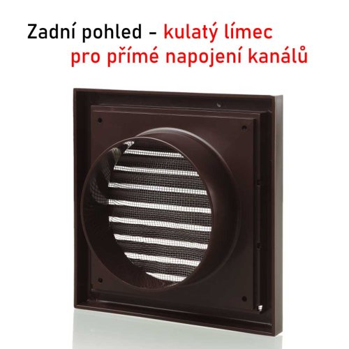 Vetracia mriežka 140x140 golier d100 HNEDÁ so sieťkou + Spojka d104 mm