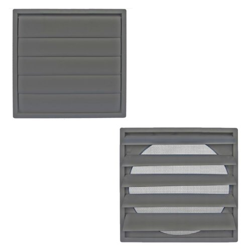 Vetracia mriežka 183x183 mm s golierom d125 mm, manuálnou žalúziou a sieťkou, šedá