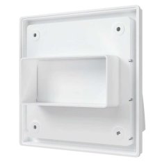 Vonkajšia mriežka 150x150 s golierom 110x55 mm, spätnou klapkou a krytom, biela