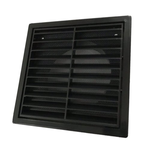 Vetracia mriežka 183x183 mm s golierom d125 mm a sieťkou, čierna