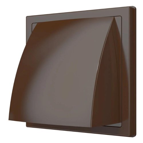 Venkovní mřížka 150x150 s límcem d100 mm, zpětnou klapkou a krytem, hnědá
