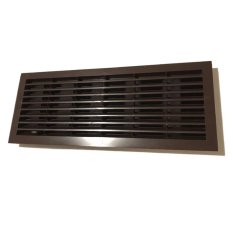 Větrací mřížka dveřní 335x132 mm s límcem a síťkou, hnědá