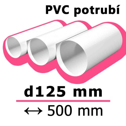Okrúhle ventilačné potrubie d125 mm dĺžka 500 mm