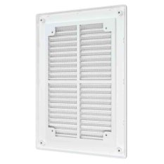 Větrací mřížka 185x255 mm s montážním rámečkem a síťkou proti hmyzu - bílá