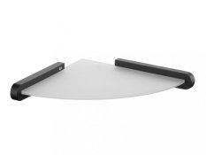 FUTURA BLACK – Polička koupelnová skleněná rohová – černá – 02956