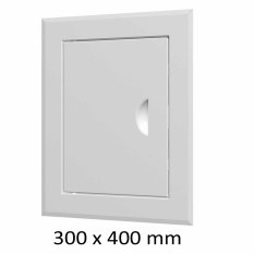 Revízne vaňové dvierka oceľové 300 x 400 mm s montážnym golierom, biela