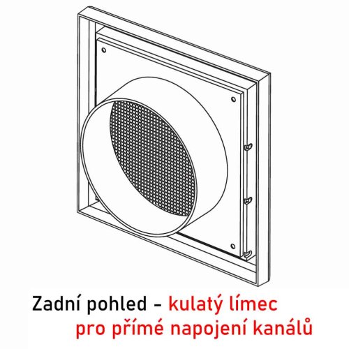 Větrací mřížka 183x183 mm s gravitační žaluzií, límcem d125 mm a síťkou, béžová
