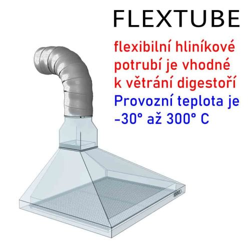 Flexibilní hliníkové potrubí FLEXTUBE d120 délka 1500 mm