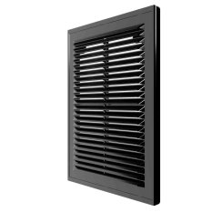 Vetracia mriežka 150x200 mm s montážnym rámčekom a sieťkou proti hmyzu - čierna