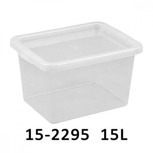 Úložný box Basic Box 15 L s víkem - průhledný