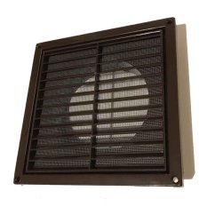 Vetracia mriežka 183x183 mm s golierom d125 mm a sieťkou, hnedá