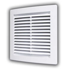 Vetracia mriežka 250x250 mm zaoblená so sieťkou proti hmyzu, biela