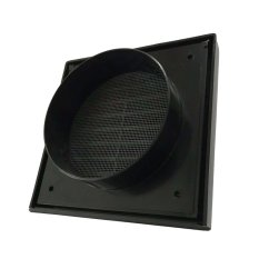 Větrací mřížka 183x183 mm s límcem d150 mm a síťkou, černá