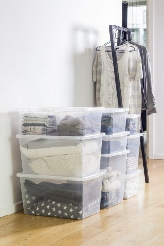 Úložný box Basic Box 15 L s víkem - průhledný