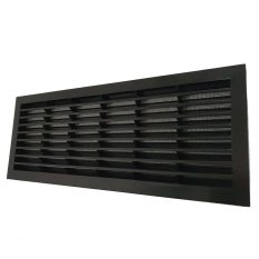 Větrací mřížka do dveří 335x132 mm s límcem a síťkou, černá