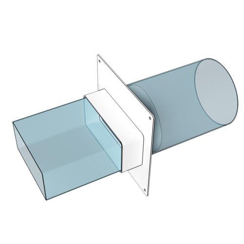 Límec a spojka a redukce potrubí 110x55 a d100 mm se zpětnou klapkou