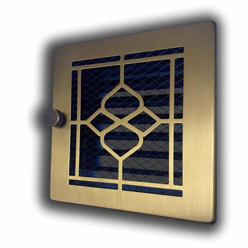 Krbová mriežka s golierom 170 x 170 mm - zlatá antik - s manuálnou žalúziou Krbová mriežka s golierom 170 x 170 mm - zlatá antik - s manuálnou žalúziou