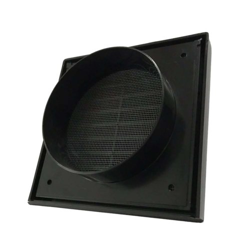 Vetracia mriežka 183x183 mm s golierom d125 mm a sieťkou, čierna