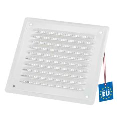 Větrací kovová plochá mřížka 140x140 mm se síťkou proti hmyzu - bílá