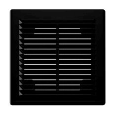 Vetracia mriežka 150x150 mm s montážnym rámčekom a sieťkou proti hmyzu - čierná