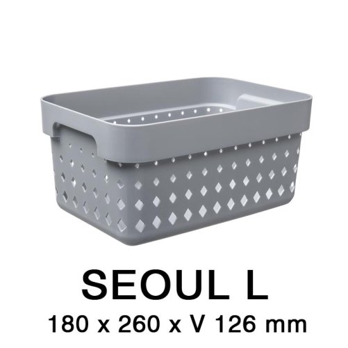 Plastový košík SEOUL 6023 – organizér 18x26x13 cm – šedá