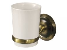 DECO –  Kúpeľňový pohárik s držiakom – ant. mosaz – BISK 00407
