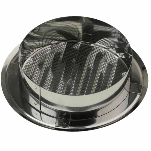 Vonkajšia vetracia mriežka s golierom d150 mm a kovovou sieťkou - nerez