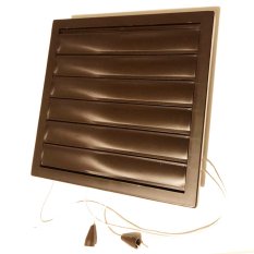 Větrací mřížka 140x140 mm s límcem d100 mm, regulovatelnou žaluzií a síťkou, hnědá