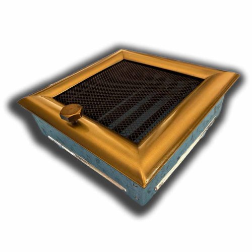 Krbová mriežka s golierom 170 x 170 mm - zlatá - s manuálnou žalúziou Krbová mriežka s golierom 170 x 170 mm - zlatá - s manuálnou žalúziou
