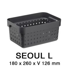 Plastový košík SEOUL 6023 – organizér 18x26x13 cm – černá