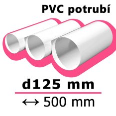 Kulaté ventilační potrubí d125 mm délka 500 mm