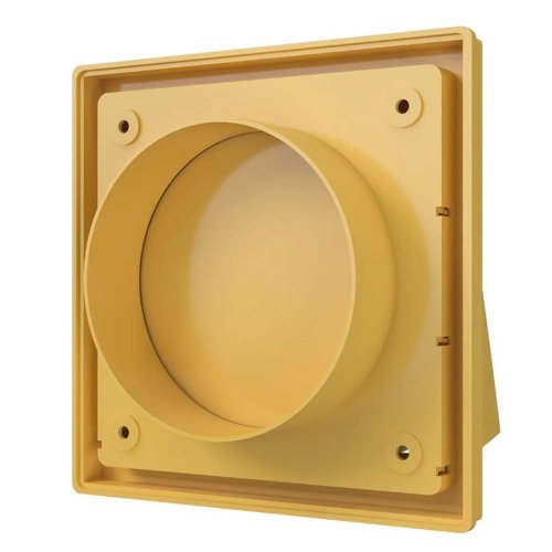 Venkovní mřížka 150x150 s límcem d100 mm, zpětnou klapkou a krytem, béžová